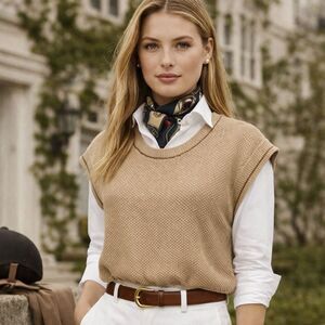 CARVE Designs phoebe sweater vest women’s L boxy organic cotton preppy old money